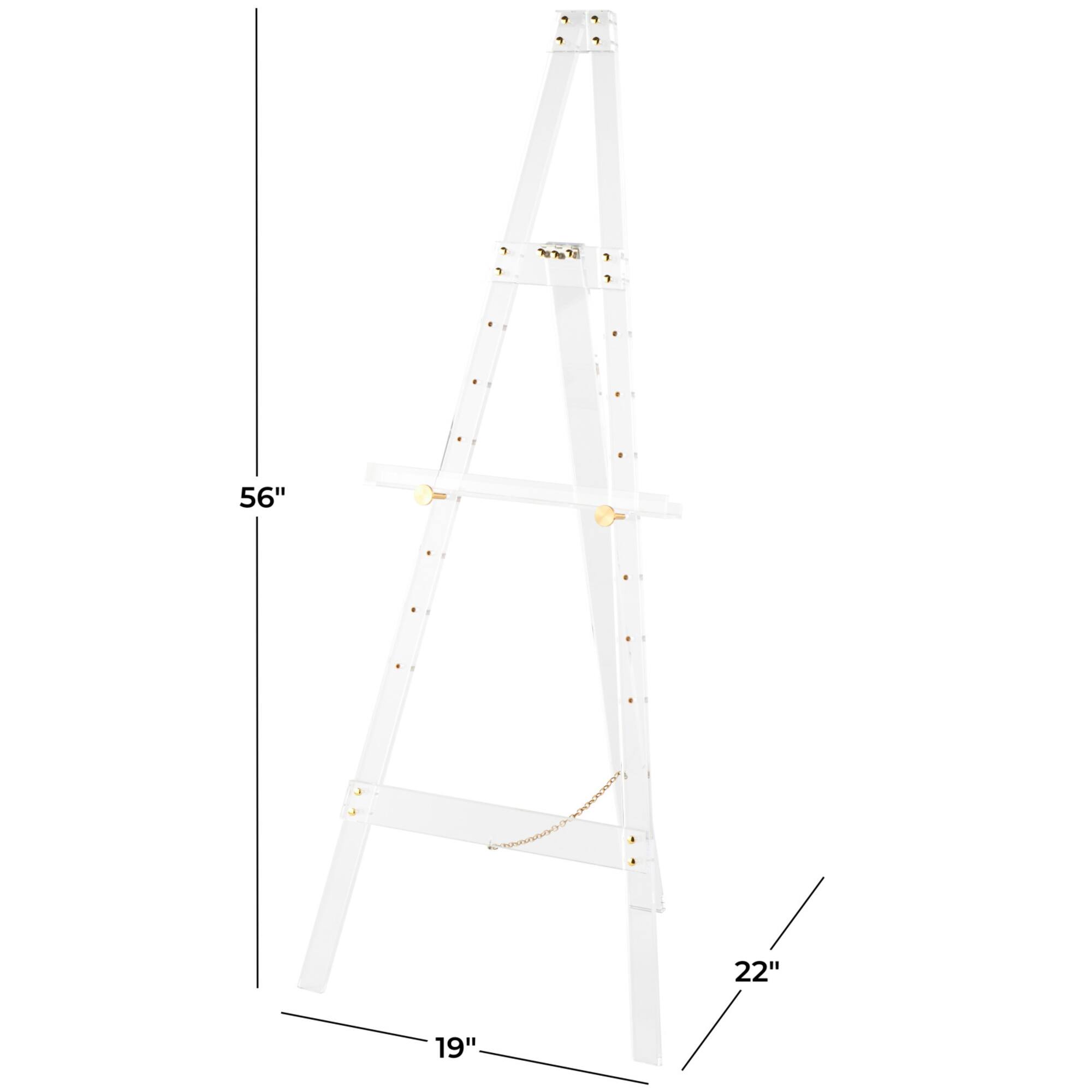 56" Clear Acrylic Plastic Adjustable 7-Tier Display Easel with Gold Metal Hardware & Chain Support